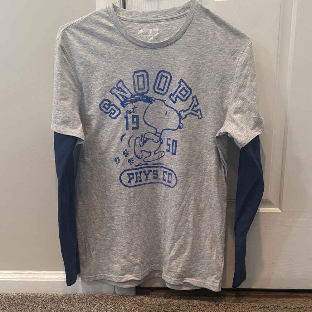 Peanuts Gray and Blue Snoopy Long Sleeve Tee